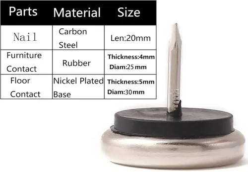 Miniatura 2 de Dia Nail On Furniture Glides para sillas, mesas, uñas acolchadas con base de níquel para muebles, lo que permite que las sillas se deslicen sin