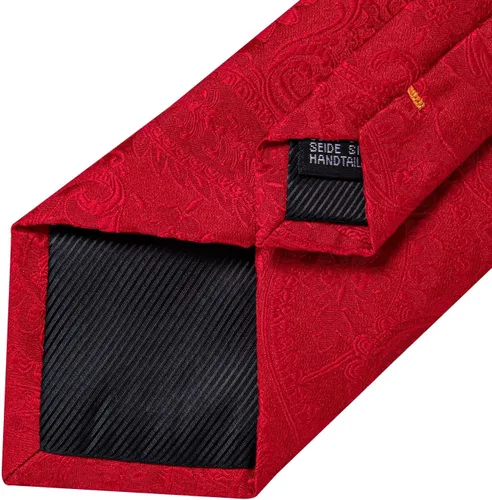 Miniatura 6 de DiBanGu Conjunto de corbata de cachemira para hombre, corbata jacquard tejida de seda y gemelos cuadrados de bolsillo, conjunto de regalo, formal