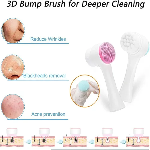 Miniatura 2 de Cepillo facial 2 en 1 para limpieza y exfoliación, cepillo limpiador facial, cepillo de limpieza facial suave de doble cara, cepillo de limpieza