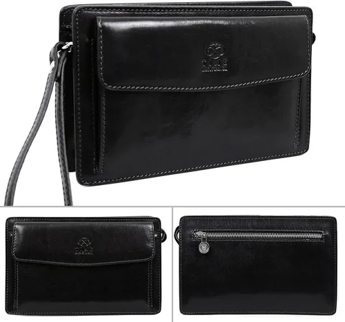 Miniatura 4 de Bolso organizador de cuero para hombre, bolso de muñeca, hecho a mano en Italia, resistente al tiempo