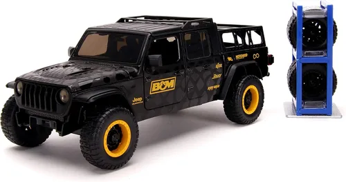 Jada Toys Just Trucks 1:24 2020 Jeep Gladiator con estante de coche fundido a presión negro B&M, juguetes para niños y adultos