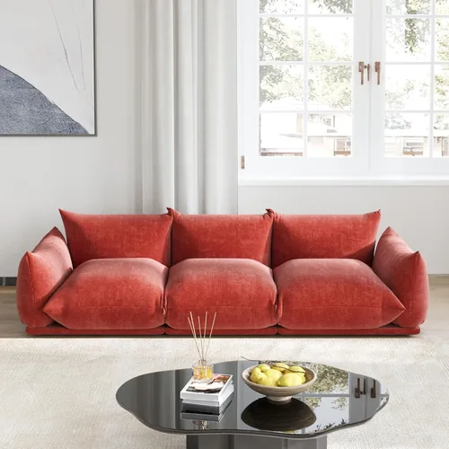 Miniatura 23 de Sofá de nube de asiento profundo de 77 pulgadas, moderno sofá modular de chenilla, sofá modular de 2 asientos con cojines gruesos de felpa y otomana