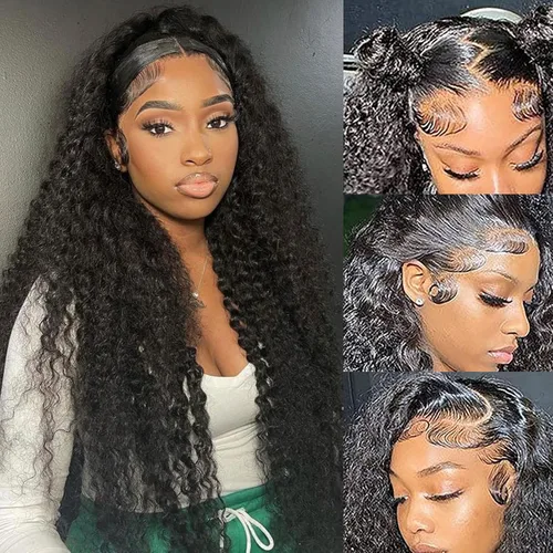 Miniatura 9 de Yuzhou Grace Pelucas de encaje HD 5x5 de cabello humano con cierre de encaje sin pegamento, pelucas de cabello humano previamente desplumadas