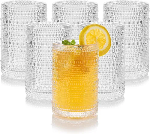 Miniatura 8 de HomeVogue Hobnail Juego de Vasos para Beber de 6, 12 onzas, Juego de Cristalería Vintage, Juego de Vasos de Cóctel, Vaso Tumbler de Agua Paquete