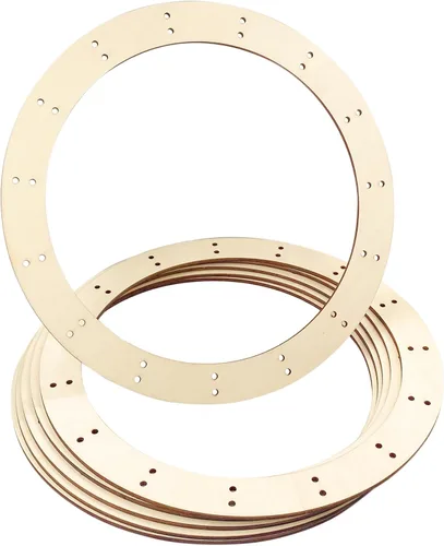 Paquete de 6 anillos de corona de madera sin terminar de 14 pulgadas, para manualidades, guirnalda de aro floral, marcos de corona de madera para