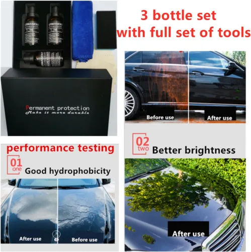 Miniatura 5 de Revestimiento de cerámica nano 12H para automóviles, cera de automóvil, mejor que 9H, 10H, dureza 1.0 fl oz, traje de 3 botellas, alta