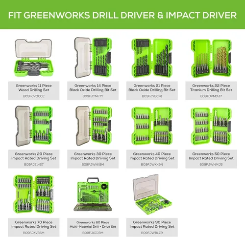 Miniatura 11 de Greenworks - Taladro de impacto sin escobillas de 24 V de 1/4 pulg. inalámbrico, (2) baterías de 2.0 Ah, cargador compacto y bolsa incluidos