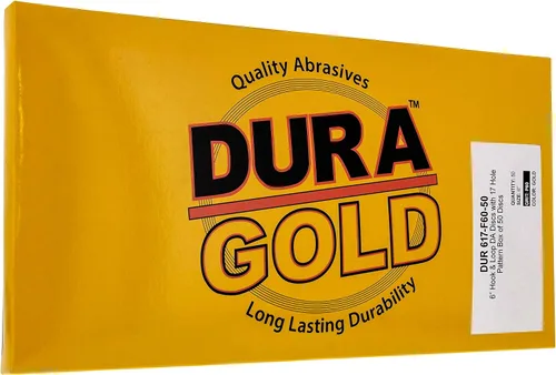 Miniatura 4 de Dura-Gold Discos de lijado dorados de 6 pulgadas de alta calidad, grano 60 (caja de 50), papel de lija de gancho y bucle sin polvo con patrón de 17
