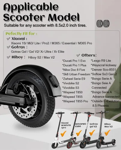 Miniatura 4 de Neumático Sólido de 8.5 Pulgadas 8.5x2.0 50/75-6.1 Neumático Sólido Compatible con Gotrax GXL V2/XR/Apex XL Hiboy S2 Pro/Hiboy S2 MAX Xiaomi Nido