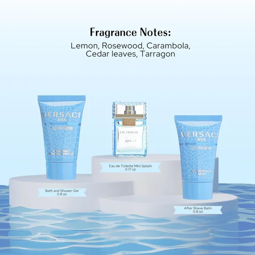 Miniatura 2 de Versace Gianni Versace Eau Fraiche para hombre Edt 0.17 oz Mini y bálsamo para después del afeitado .8 onzas Mini y gel de ducha .8 onzas Mini