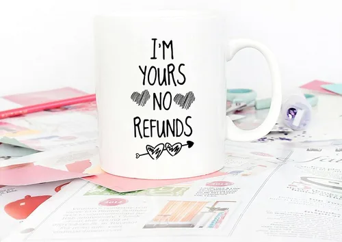 Miniatura 4 de 5Aup Taza de café con texto en inglés "I'm Yours No Refunds" ("I'm Yours No Refunds"), regalo de Navidad para novia, novio, regalo de cumpleaños