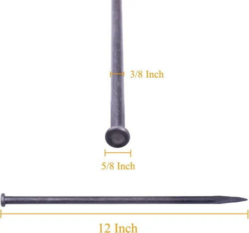 Miniatura 3 de WOWCASE Picos de metal de 12 pulgadas, 10 púas de jardinería de metal sólido resistente, clavos de anclaje para bordes de pavimentación, barrera