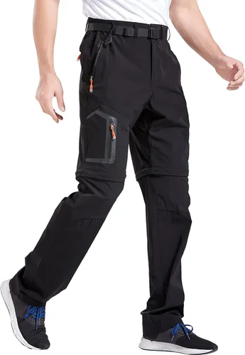 Miniatura 6 de CAMOFOXIN Pantalones de senderismo para hombre, convertibles, de secado rápido, pantalones y pantalones cortos de pesca (caqui, negro), Caqui