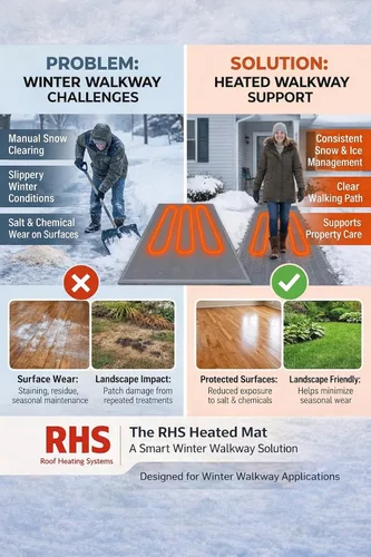 Miniatura 6 de RHS - Alfombrilla para derretir nieve, diseño de espiga antideslizante, color gris, alfombrilla para exteriores, evita la formación de hielo