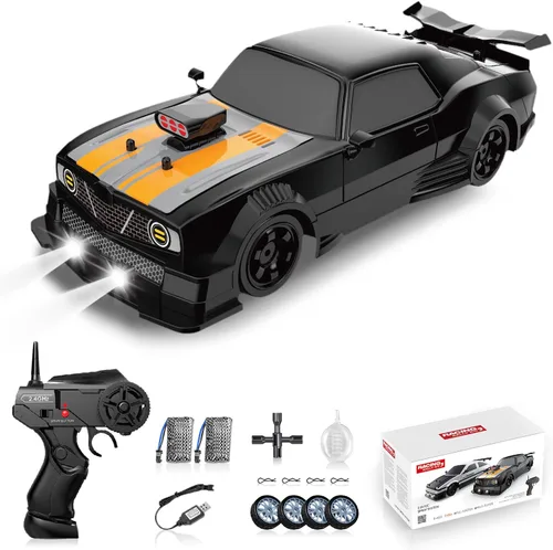 Miniatura 11 de Coche de deriva a control remoto, auto RC a la deriva de 2.4 GHz 1/16, autos de control remoto 4WD de alta velocidad, vehículos de carreras de Negro
