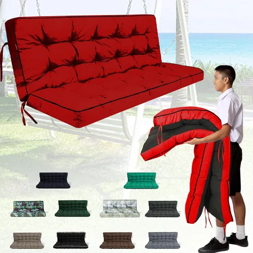 Miniatura 25 de Cojín de porche exterior con respaldo, cojín grueso impermeable para columpio de patio de 2/3 plazas de repuesto, cojines de columpio de banco