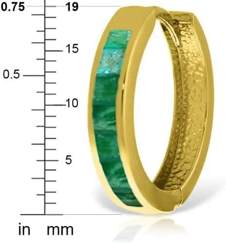 Miniatura 2 de Galaxy Gold GG Pendientes de aro de oro macizo de 14 quilates con esmeraldas