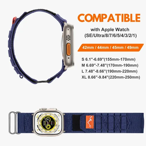 Miniatura 6 de Odbeai Compatible con correas de Apple Watch de 1.772 pulgadas, 1.732 pulgadas, 1.654 pulgadas, nailon resistente compatible con correas de Apple