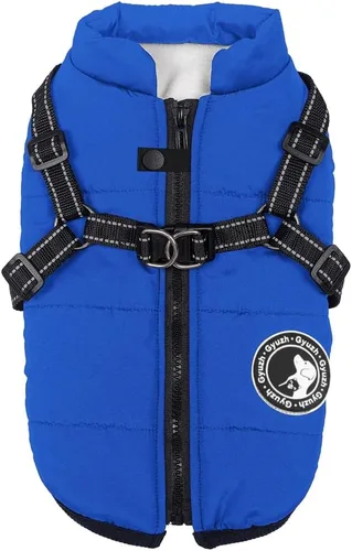 Miniatura 16 de Jinpet - Abrigo con arnés reflectante de invierno para perro, tela polar impermeable, chaqueta con cremallera, para cachorros, perros pequeños, Verde