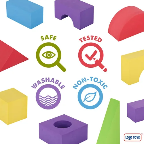 Miniatura 4 de LOLO TOYS Bloques de espuma de construcción grandes para niños pequeños – Bloques de construcción gigantes gigantes grandes (30 piezas)