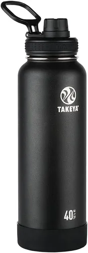 Miniatura 37 de Takeya Actives - Botella de agua de acero inoxidable, con aislamiento térmico y tapa de boquilla, capacidad de 24 onzas, color azul piedra Piedra