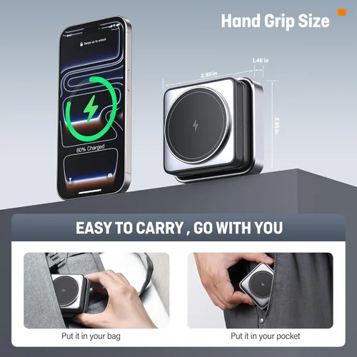 Miniatura 2 de Cargador inalámbrico 3 en 1, estación de carga inalámbrica plegable con luz para cargador magnético Apple, soporte de cargador magnético de viaje