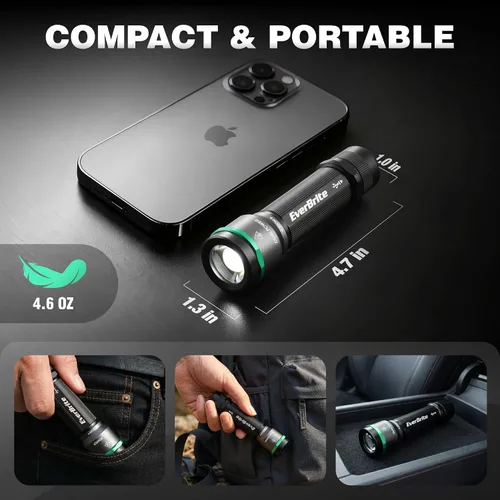 Miniatura 3 de EverBrite Linterna pequeña de 1000 lúmenes, 5 modos de zoom de doble potencia, mini linternas de alto lúmenes, batería recargable o AA, linterna