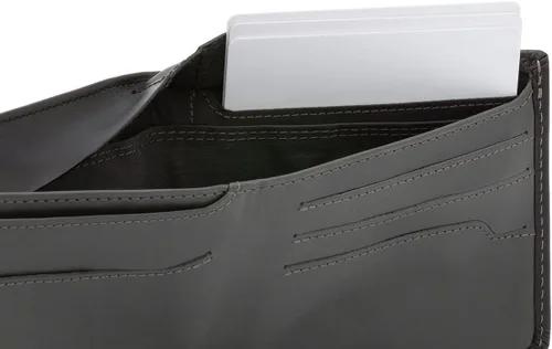 Miniatura 5 de Bellroy Cartera Hide & Seek (diseño plegable de cuero delgado, bloqueo RFID, capacidad para 5 a 12 tarjetas con una sección oculta) (negro)