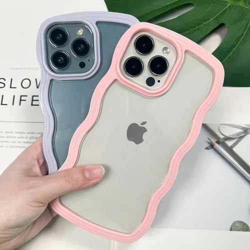 Miniatura 4 de LOEV Funda transparente diseñada para iPhone 7 Plus, iPhone 8 Plus con borde ondulado, bonita funda transparente con forma de onda rizada, a prueba