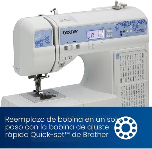 Miniatura 6 de Máquina computarizada Brother CS7205, 150 puntadas integradas, 1 fuente, mesa ancha, 11 pies de costura, color blanco