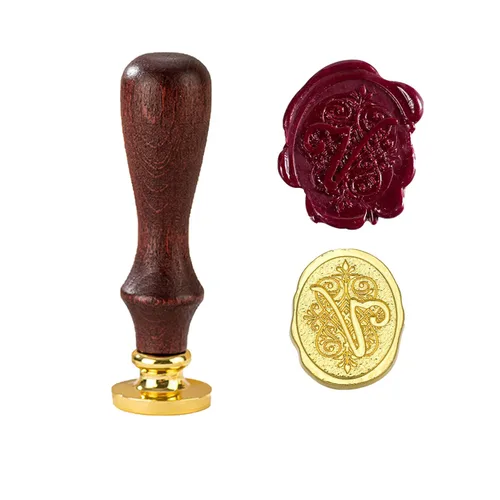 Miniatura 22 de Sello de cera con letra inicial del alfabeto G, sello de cera de sellado de letras vintage con cabeza de latón extraíble y mango de madera