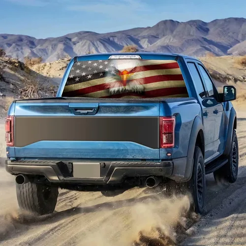 Miniatura 2 de Calcomanías para ventana trasera de camiones, calcomanía de bandera estadounidense para camioneta, calcomanía de vinilo perforado con diseño