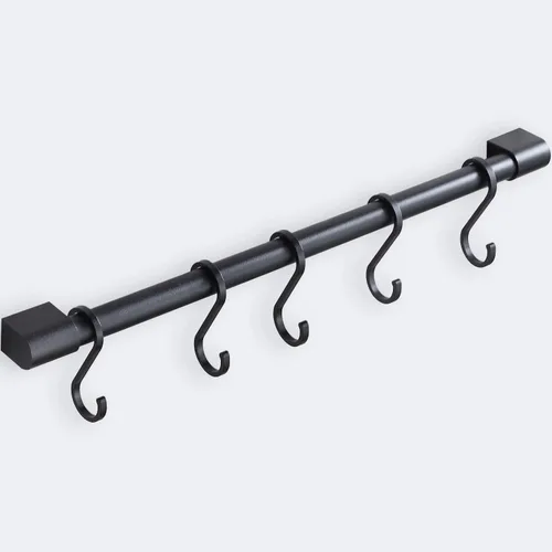 MIAOHUI Riel de cocina con ganchos, ganchos para sartenes y ollas para montaje en pared de cocina, estante de utensilios de cocina con gancho en S