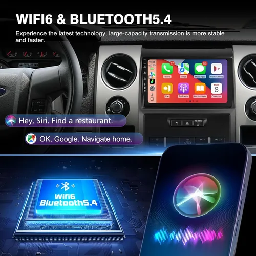 Miniatura 5 de Estéreo de radio de coche para Ford F150 F-150 2009-2012, unidad principal de pantalla táctil Android 13 de 9 pulgadas, CarPlay inalámbrico