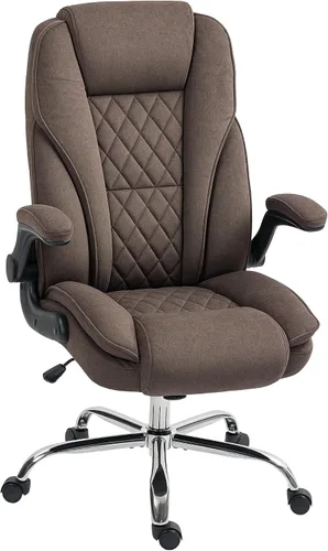 Miniatura 10 de HOMCOM Silla de oficina con respaldo alto, silla de escritorio ejecutiva con ruedas giratorias, reposabrazos abatible, altura ajustable, silla