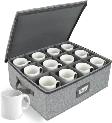 Miniatura 33 de HOMELUX THEORY 8 piezas de contenedores de almacenamiento de porcelana de carcasa dura, almacenamiento de tazas, copas de vino, utensilios