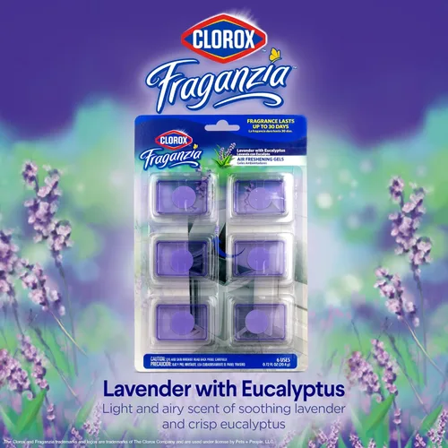 Miniatura 2 de Clorox Fraganzia - Gel ambientador adhesivo para botes de basura, Lavanda con aroma a eucalipto, sin enchufe, desodorante adhesivo para botes
