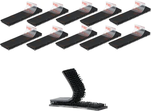 Miniatura 19 de 3M SJ3550 1 x 2 pulgadas, 10 unidades de cierre resellable negro resistente cinta entrelazada en forma de hongo cinta de montaje de gancho adhesivo