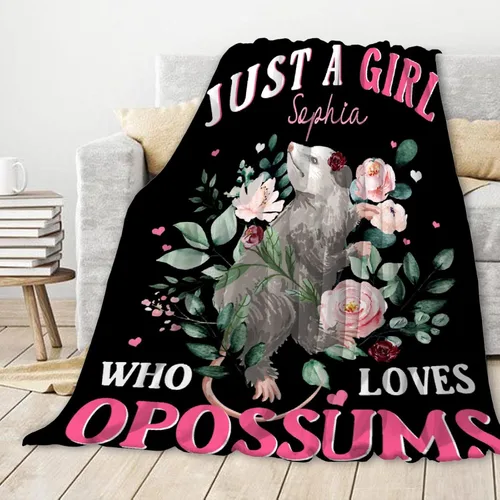 Miniatura 2 de Manta de zarigüeya personalizada Regalo ultrasuave de «Just A Girl Who Loves Opossums» para niñas, decoración divertida para el hogar de animales