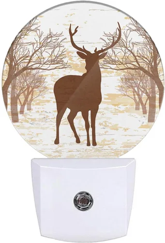 Miniatura 10 de LEDLAMP3009 - Luz nocturna de ciervo con enchufe, color rojo, árbol de abedul, tronco de invierno, cornamenta, vida silvestre, luz nocturna