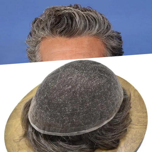 Miniatura 41 de Men Toupee Hairpiece Human Hair System Mens Hair Piece Bleached Knot Full Lace Toupee For Men Protesis Capilar Mens Toupee 6X8 1# Jet Black 100%