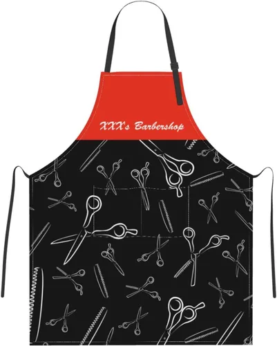Miniatura 12 de Delantal de barbería personalizado para hombres y mujeres, delantal de peluquería con texto personalizado con bolsillos, delantal personalizado