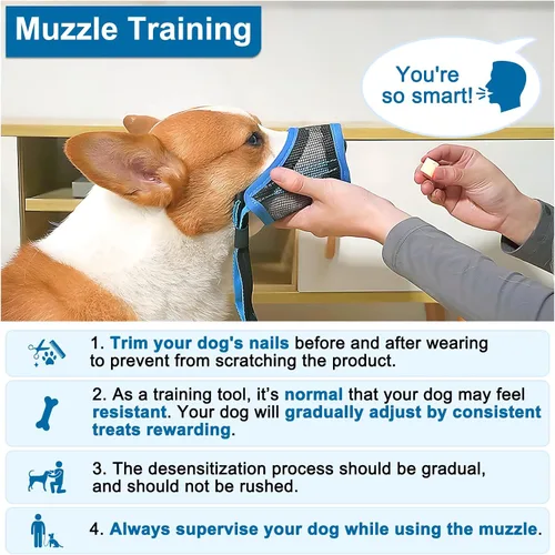 Miniatura 3 de LUCKYPAW Bozal para perro, bozal de malla para perros pequeños, medianos y grandes, cubierta suave para la boca del perro para evitar que muerdan