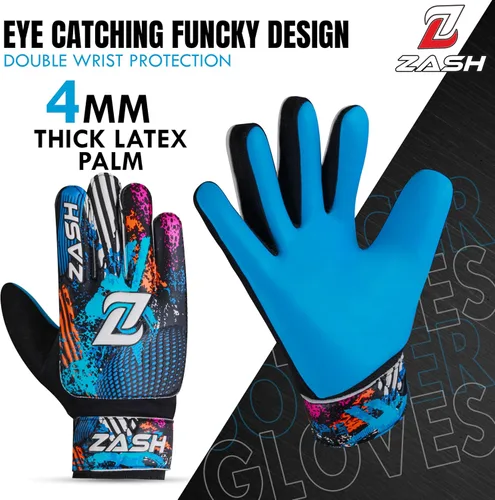 Miniatura 2 de ZASH Guantes de Portero Premium para Niños y Jóvenes y Adultos, Guantes de Portero de Fútbol con Doble Protección de Muñeca y Palma de Látex Azul