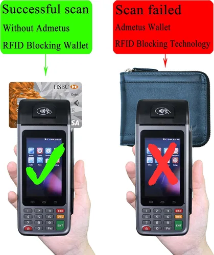 Miniatura 29 de Admetus Billeteras con bloqueo RFID para hombre, billetera de cuero con cremallera para hombres con tarjetero RFID plegable