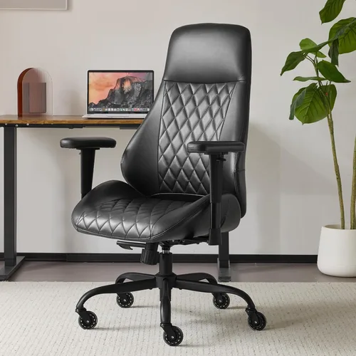 YFO Silla de Escritorio para Oficina en Casa de Respaldo Alto Silla de Oficina con Ruedas de Goma Silla Ergonómica para Computadora con Soporte