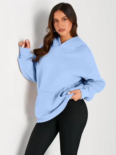 Miniatura 157 de Trendy Queen - Sudaderas extragrandes con capucha para mujer, suéteres de manga larga, sin botones, de vellón, de otoño, ropa de invierno