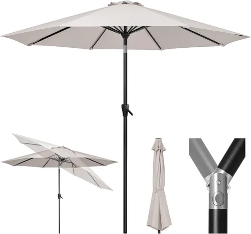 Tempera Patio Market - Sombrilla de mesa para exteriores con botón de inclinación y manivela, sombrilla grande con poste resistente y toldo Lunares