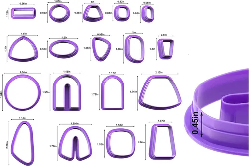 Miniatura 2 de DIYOOHOMY 18 piezas de cortadores de arcilla polimérica y lámina dorada, fabricación de arete de arcilla, kit de joyas, moldes de herramientas