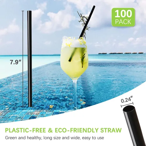 Miniatura 7 de 100 popotes desechables de ácido poliláctico sin plástico, pajitas biodegradables a base de plantas de maíz, sin BPA, compostables, pajitas